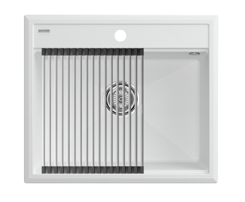 Кухонная мойка + коландер Paulmark PM115951-WH+R375-BS 59х51 цвет белый